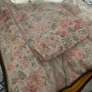 Laura Ashley Floral Comforter in Pink and Cream
